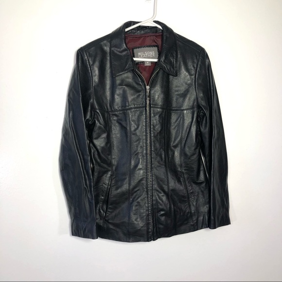 ⭐️ Vintage Wilsons Leather Classic Black Fitted Jacket Size: MEDIUM - Picture 3 of 13